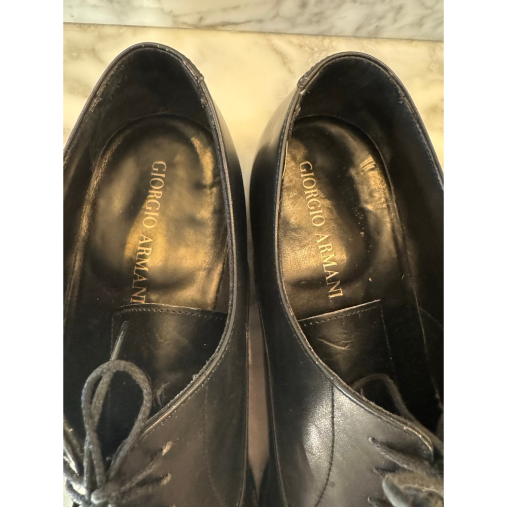 Giorgio Armani Black Leather Cap Toe Oxford Dress Shoes Mens EU 43 US 10 - Picture 3 of 12